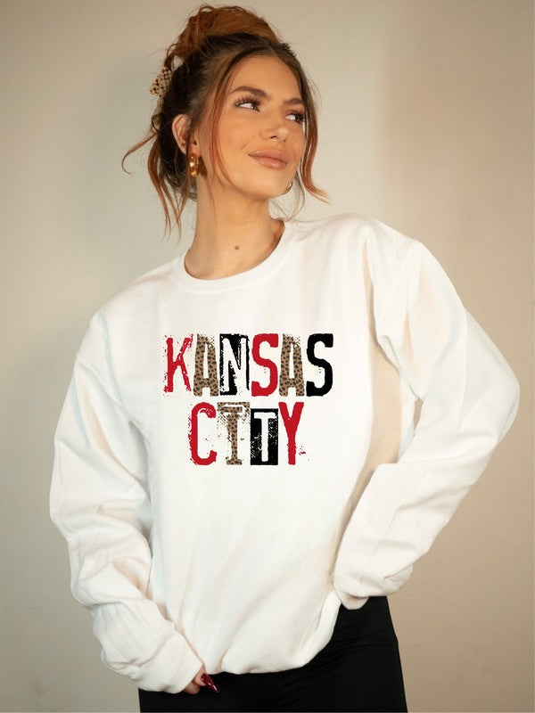 PLUS Kansas City Leopard Graphic Crew Neck Sweatshirt