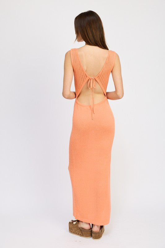 Emory Park | Crochet Maxi Dress with Back Tie Detail