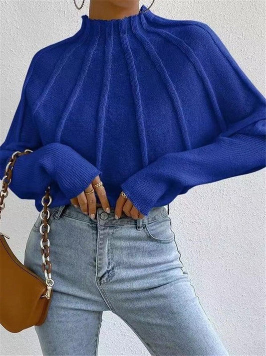 Miss Sparkling |Mock Neck Batwing Sweater