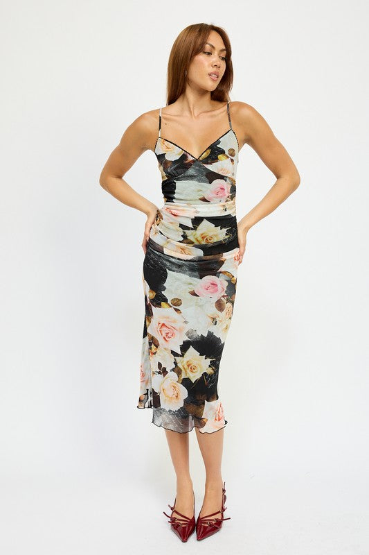 Emory Park | Ruched Midi V-Neck Dress