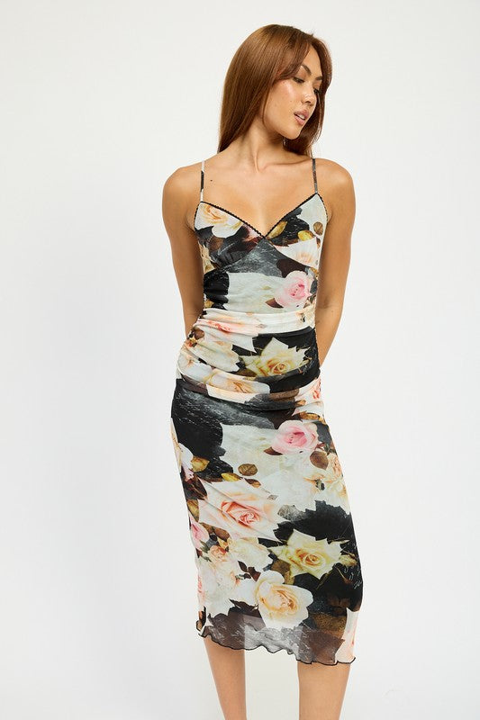 Emory Park | Ruched Midi V-Neck Dress