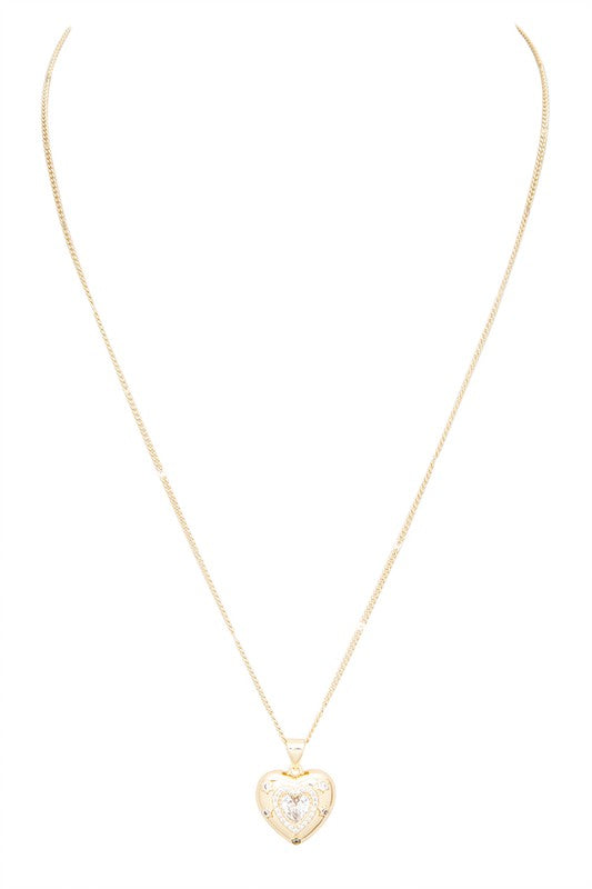 CZ Heart Pendant Necklace