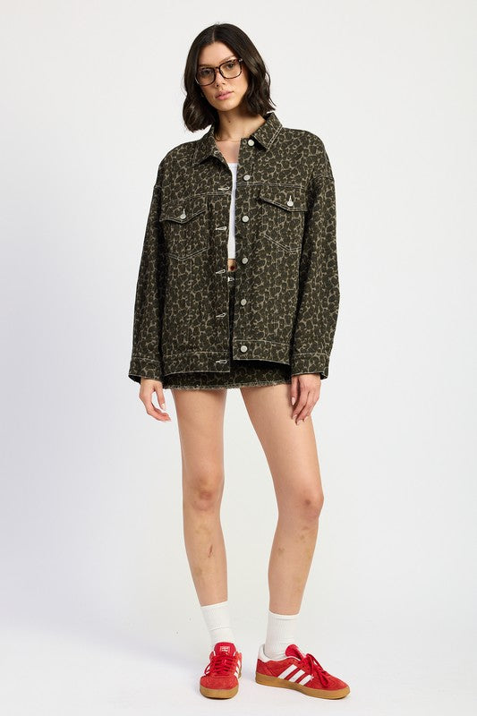 Emory Park | Oversized Printed Denim Jacket