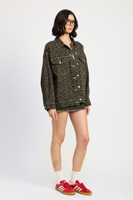 Emory Park | Oversized Printed Denim Jacket
