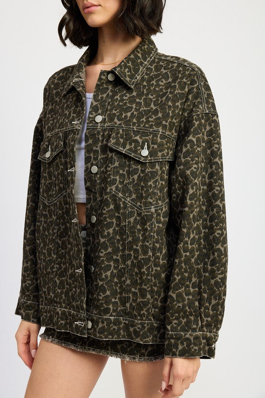 Emory Park | Oversized Printed Denim Jacket