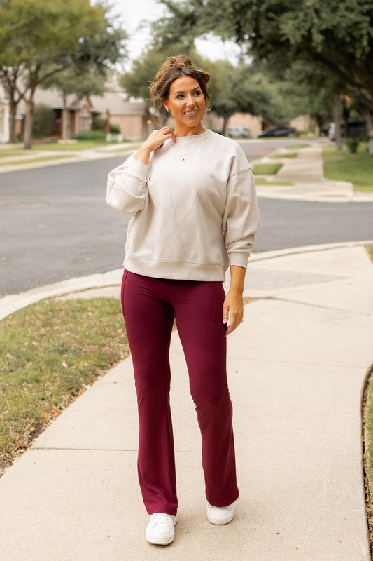 Julia Rose - The Maeve Maroon Bootcut Leggings Round 2