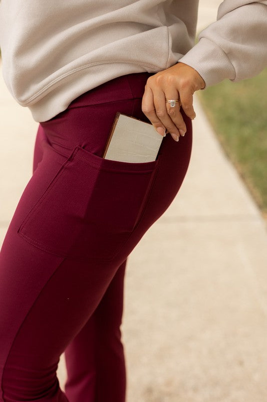 Julia Rose - The Maeve Maroon Bootcut Leggings Round 2