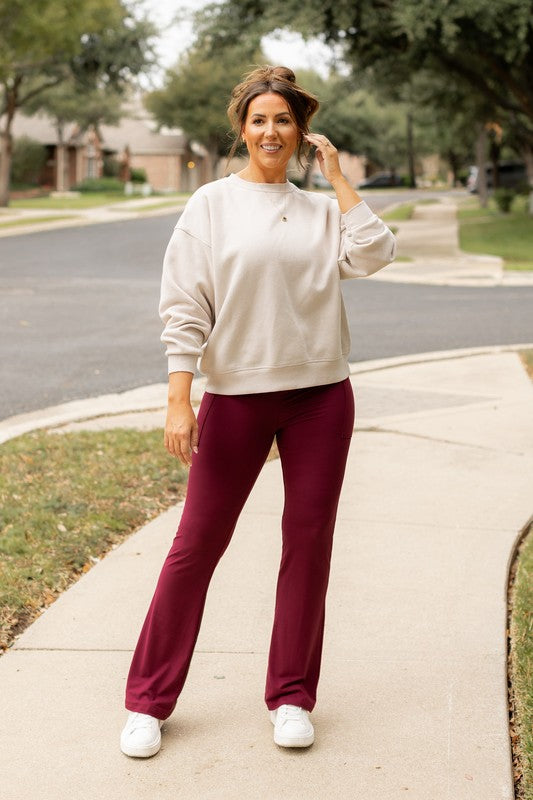 Julia Rose - The Maeve Maroon Bootcut Leggings Round 2