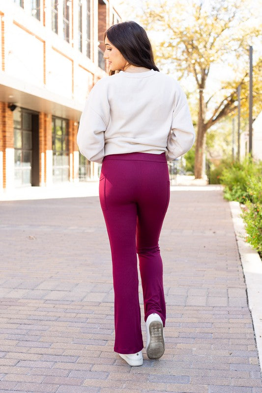 Julia Rose - The Maeve Maroon Bootcut Leggings Round 2