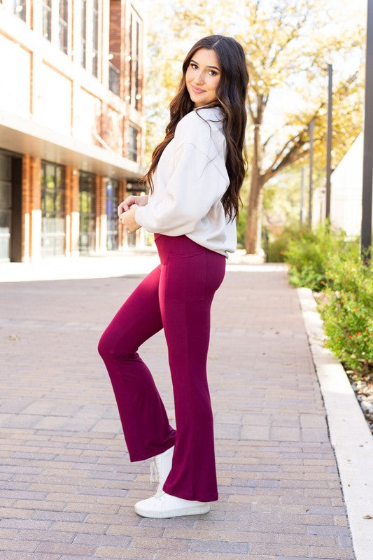 Julia Rose - The Maeve Maroon Bootcut Leggings Round 2