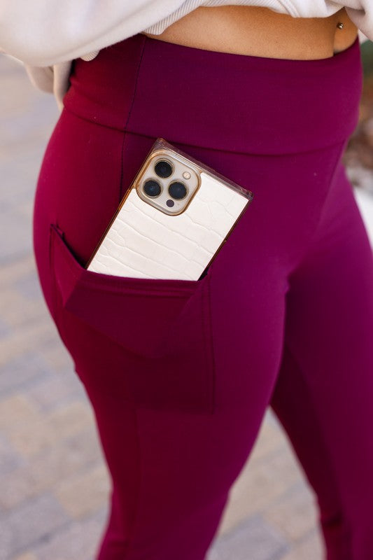 Julia Rose - The Maeve Maroon Bootcut Leggings Round 2