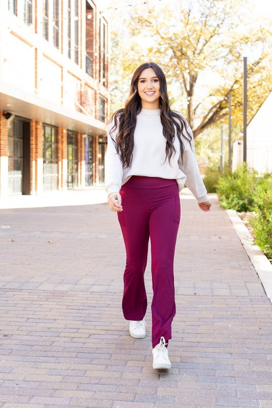 Julia Rose - The Maeve Maroon Bootcut Leggings Round 2