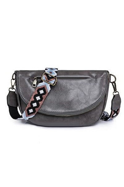 Callie Fold Over Leather Crossbody Sling Bag