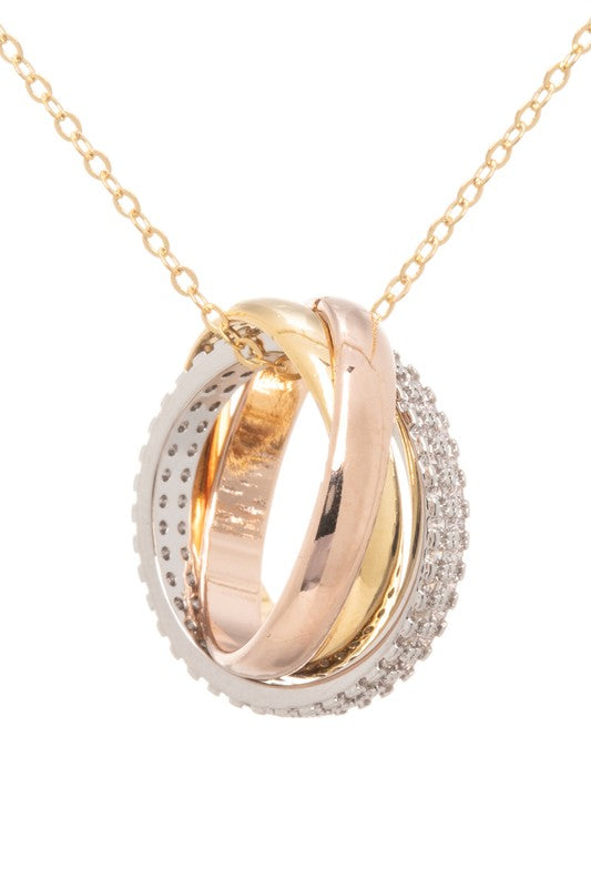 CZ Mix Ring Sliding Pendant Necklace