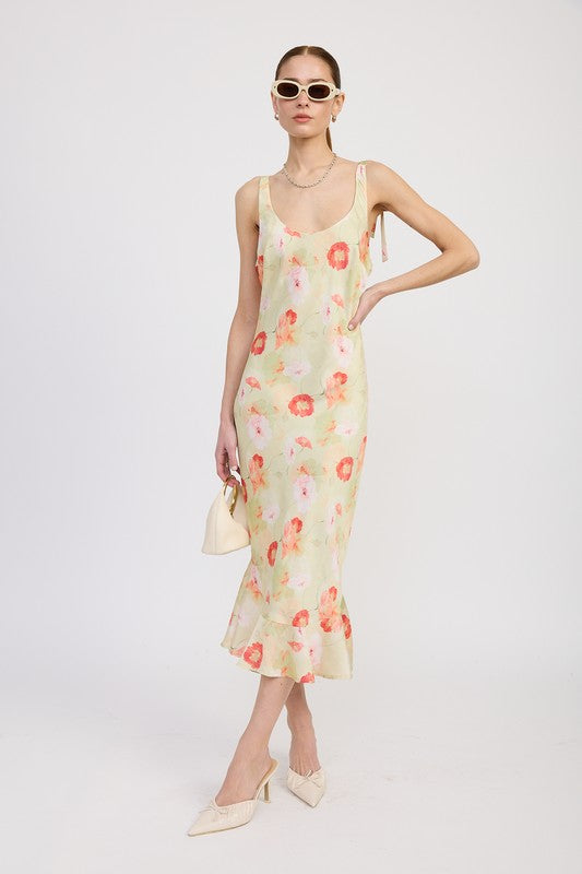 Emory Park Printed Satin Midi Dress with Scoop Neck