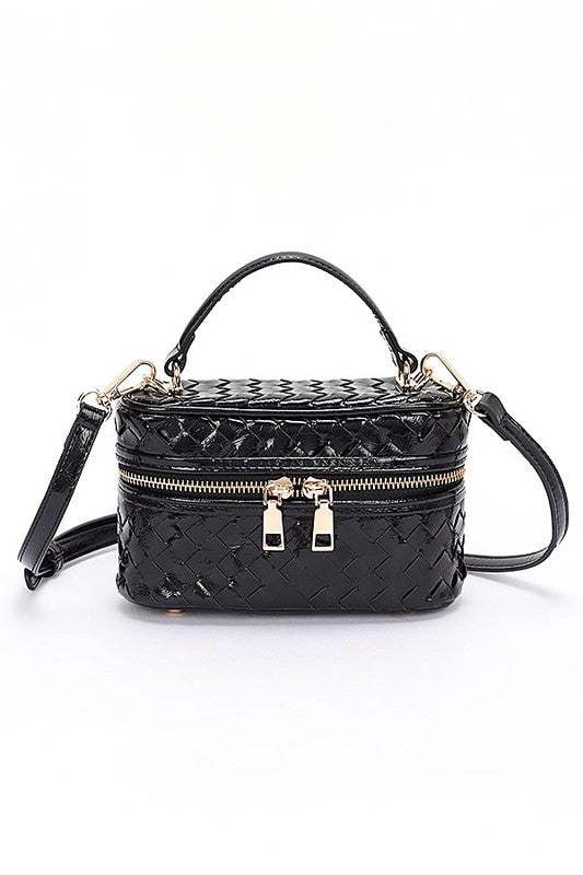 Braided Metallic Top Handle Vanity Swing Bag