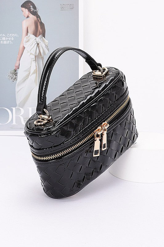 Braided Metallic Top Handle Vanity Swing Bag