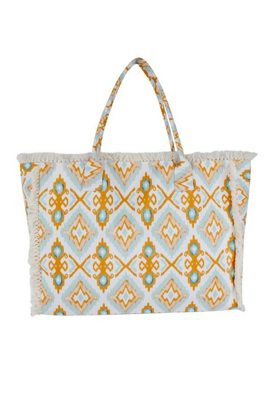 Fringe Edge Boho Printed Fashion Tote