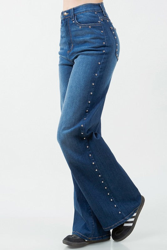 GJG Denim Camila Studded Wide Leg Jean