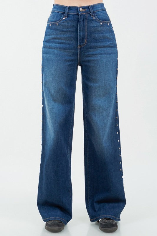 GJG Denim Camila Studded Wide Leg Jean
