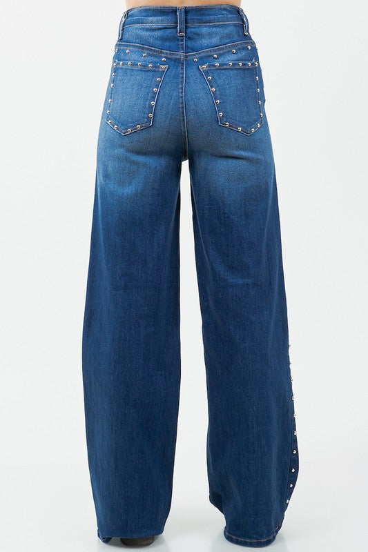 GJG Denim Camila Studded Wide Leg Jean