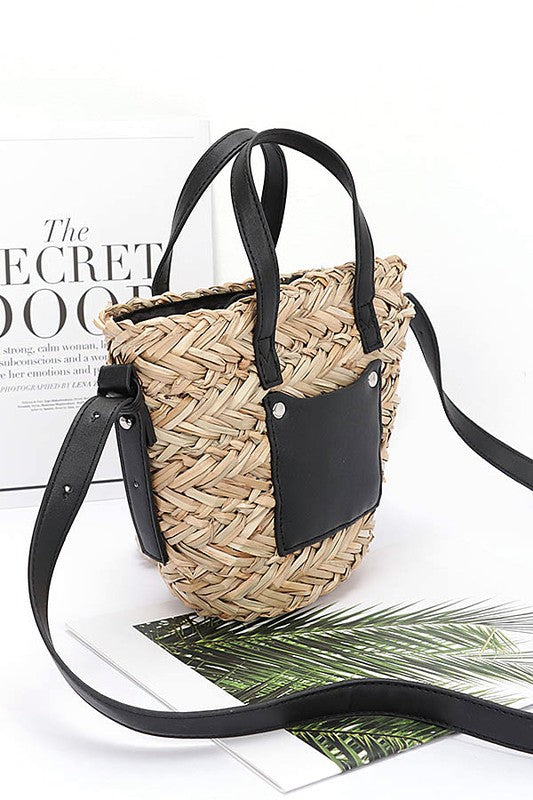 Raffia Woven Convertible Swing Tote