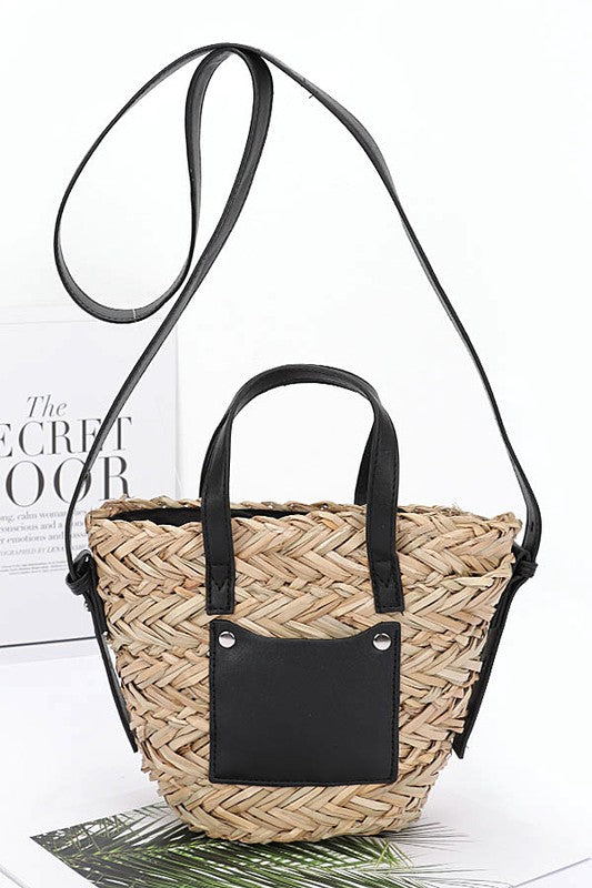 Raffia Woven Convertible Swing Tote