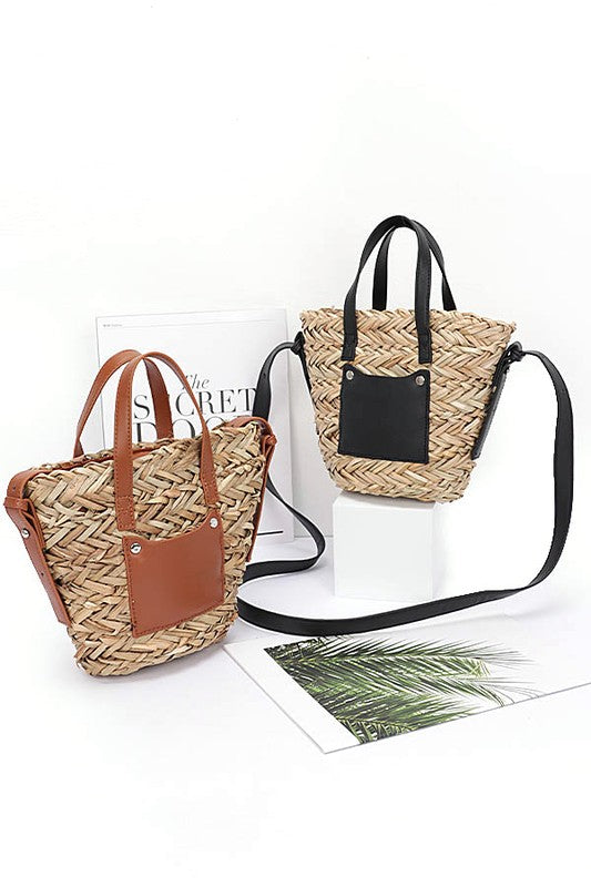 Raffia Woven Convertible Swing Tote