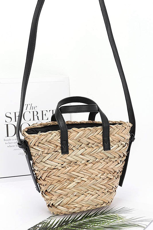 Raffia Woven Convertible Swing Tote