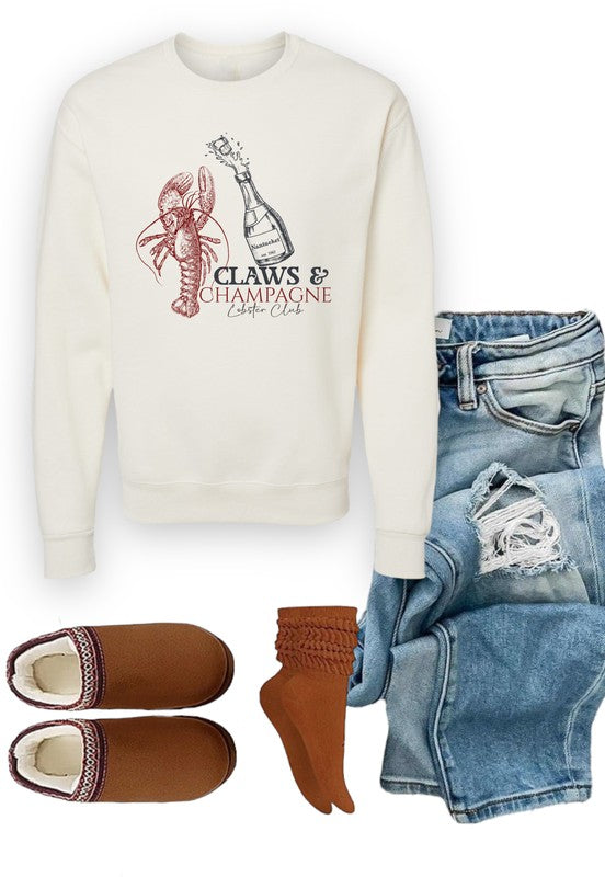 PLUS Claws & Champagne Lobster Club Graphic Sweatshirt