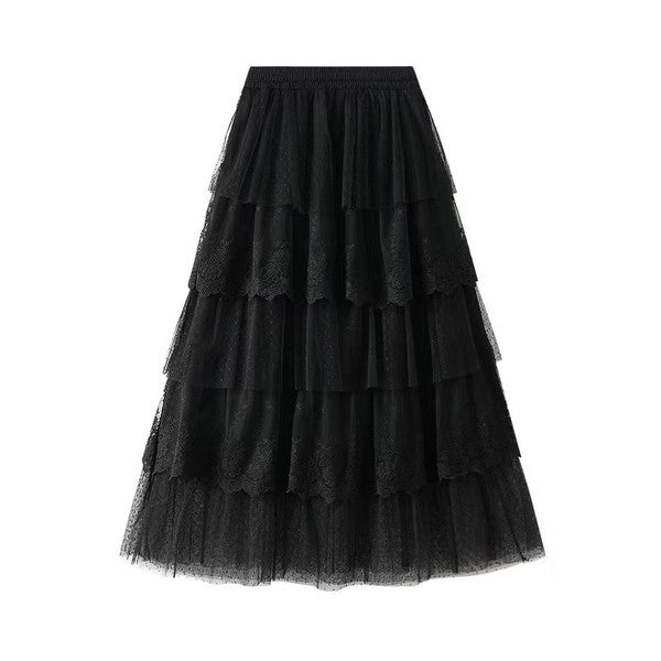 Miss Sparkling | Layered Lace Midi Skirt