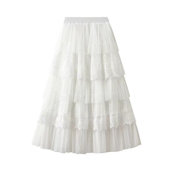 Miss Sparkling | Layered Lace Midi Skirt