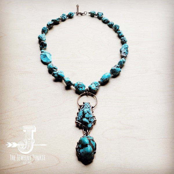 Blue Turquoise Necklace w/Soldered Turq Pendant