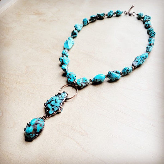 Blue Turquoise Necklace w/Soldered Turq Pendant