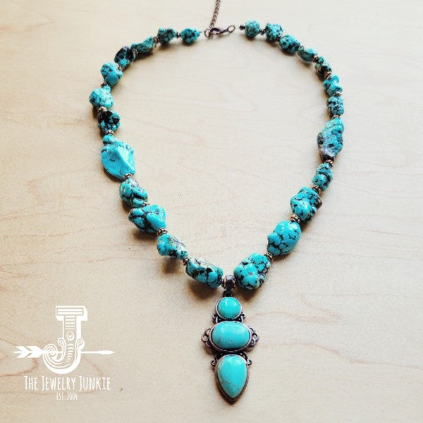 Blue Turquoise Necklace w/Turq Pendant