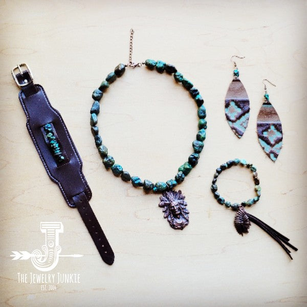 Natural Turquoise Collar Necklace &Indian Pendant