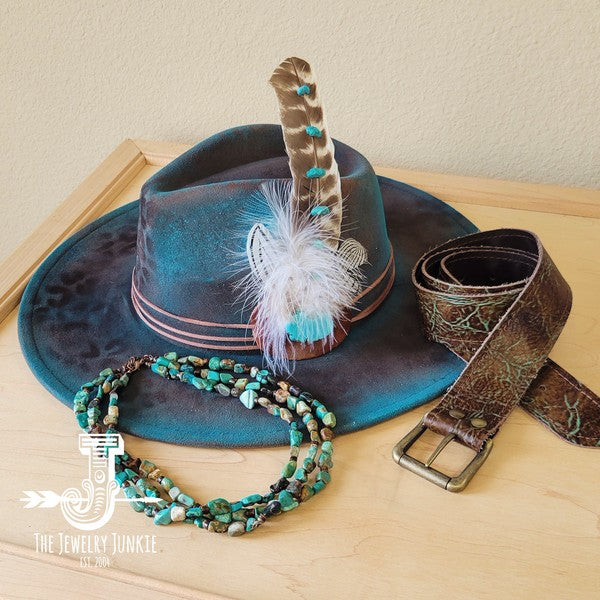 Turquoise & Brown Embossed Genuine Leather Belt