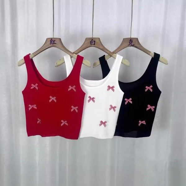 Miss Sparkling Cropped Bow Tank