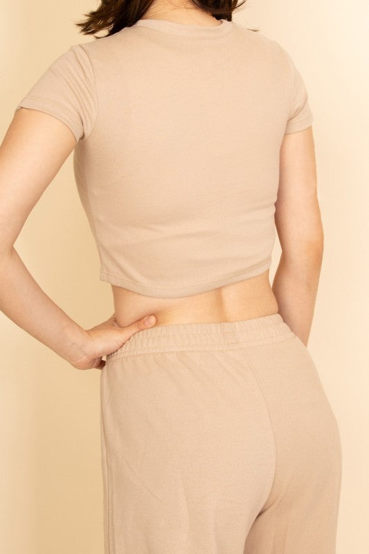 Relaxed Fit Top and Wide-Leg Pants Set