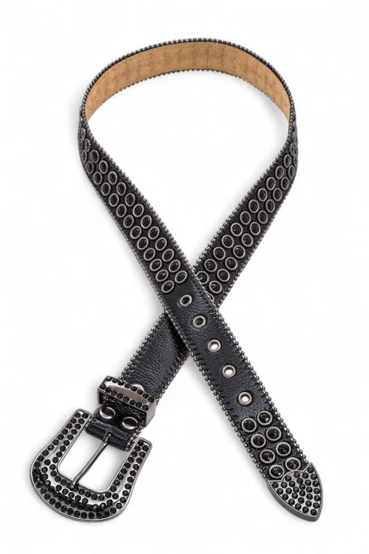 Full Stone Metallic Leather Western Belt