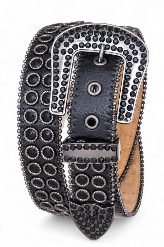 Full Stone Metallic Leather Western Belt
