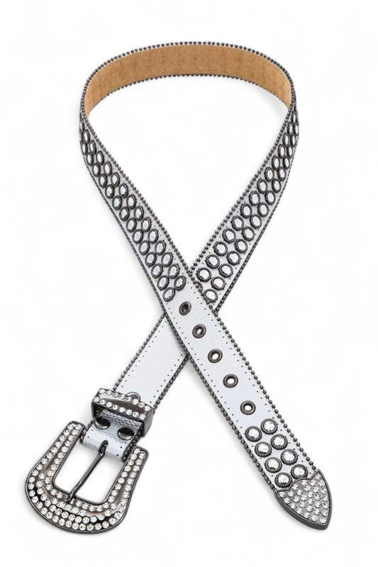 Full Stone Metallic Leather Western Belt