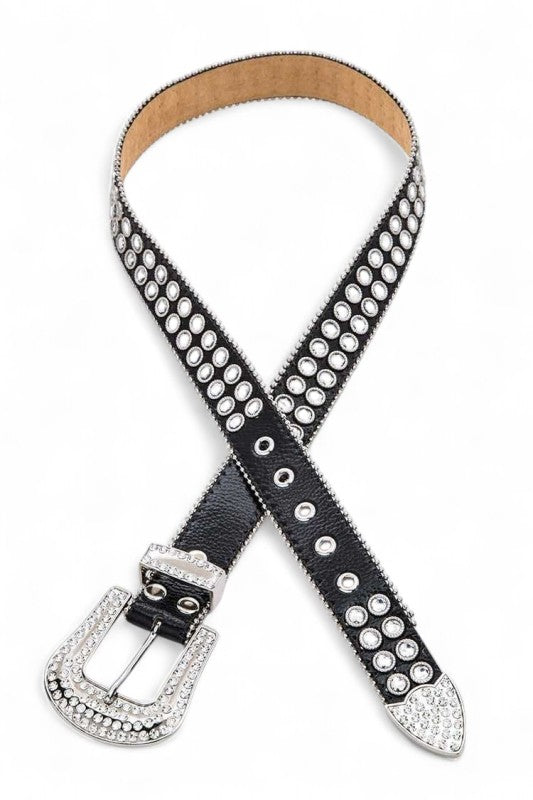 Full Stone Metallic Leather Western Belt