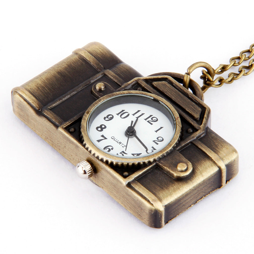 Vintage Small Camera Pocket Watch Necklace