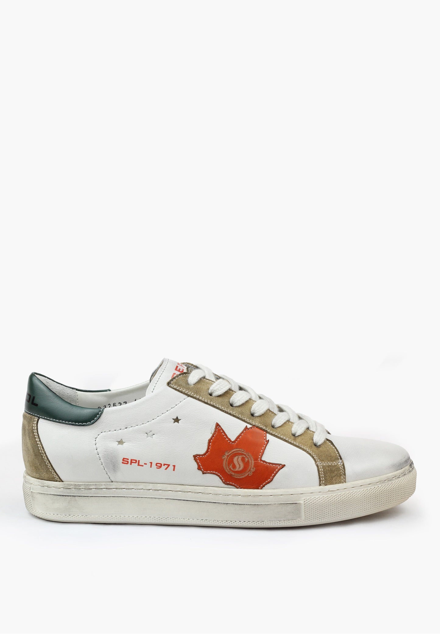 Sepol Men's Ese-Fresh White Orange Distressed Sneakers