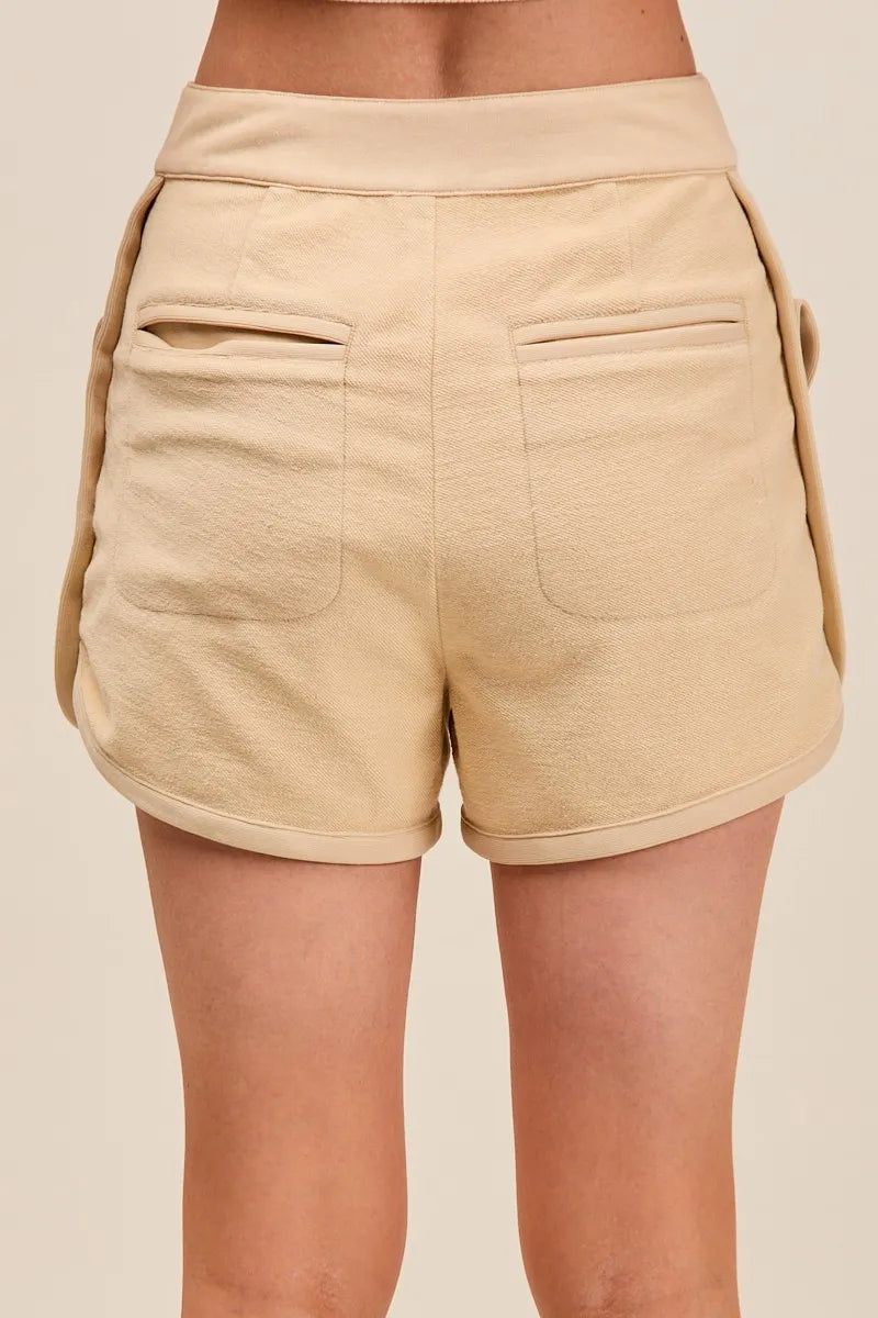 SO ME Mineral Washed Terry High Rise Cargo Shorts