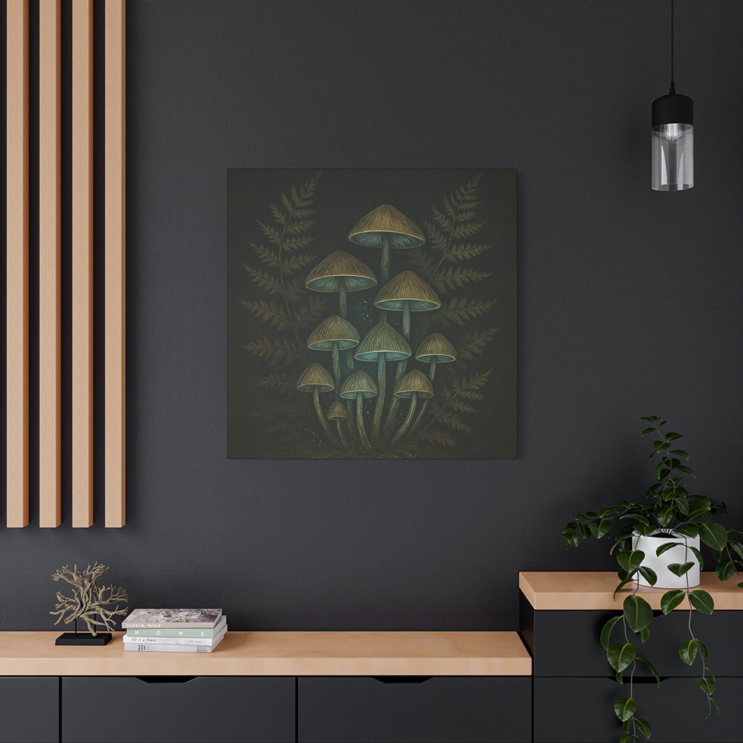 Dark Academia Mystical Mushrooms Wall Art - Vintage Style Canvas Botanical Poster