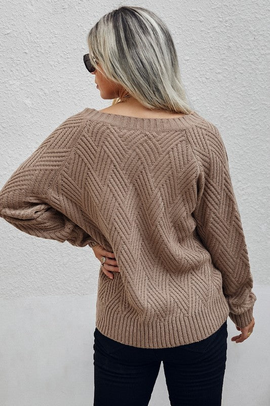 V Neck Cross Long Sleeves Sweater