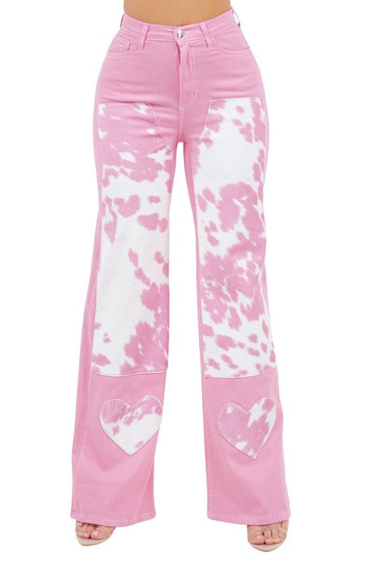 GJG Denim Rodeo Wide Leg Jean in Pink