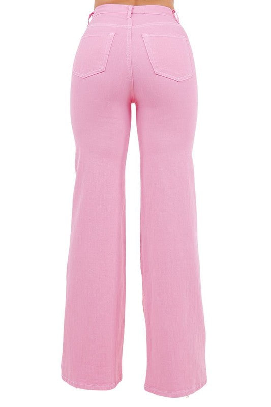 GJG Denim Rodeo Wide Leg Jean in Pink
